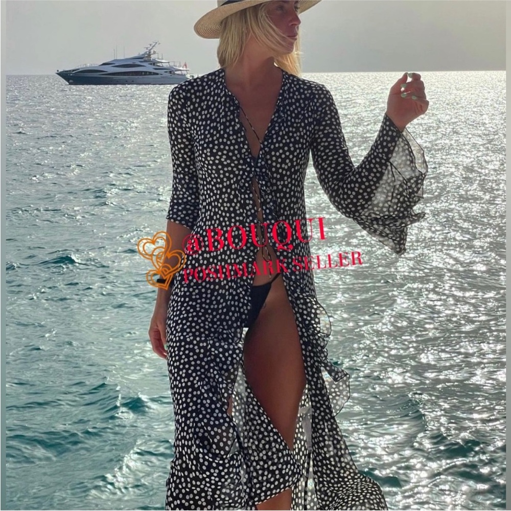 Zara Polka Dot Long Sleeve Kimono Duster - Picture 6 of 13